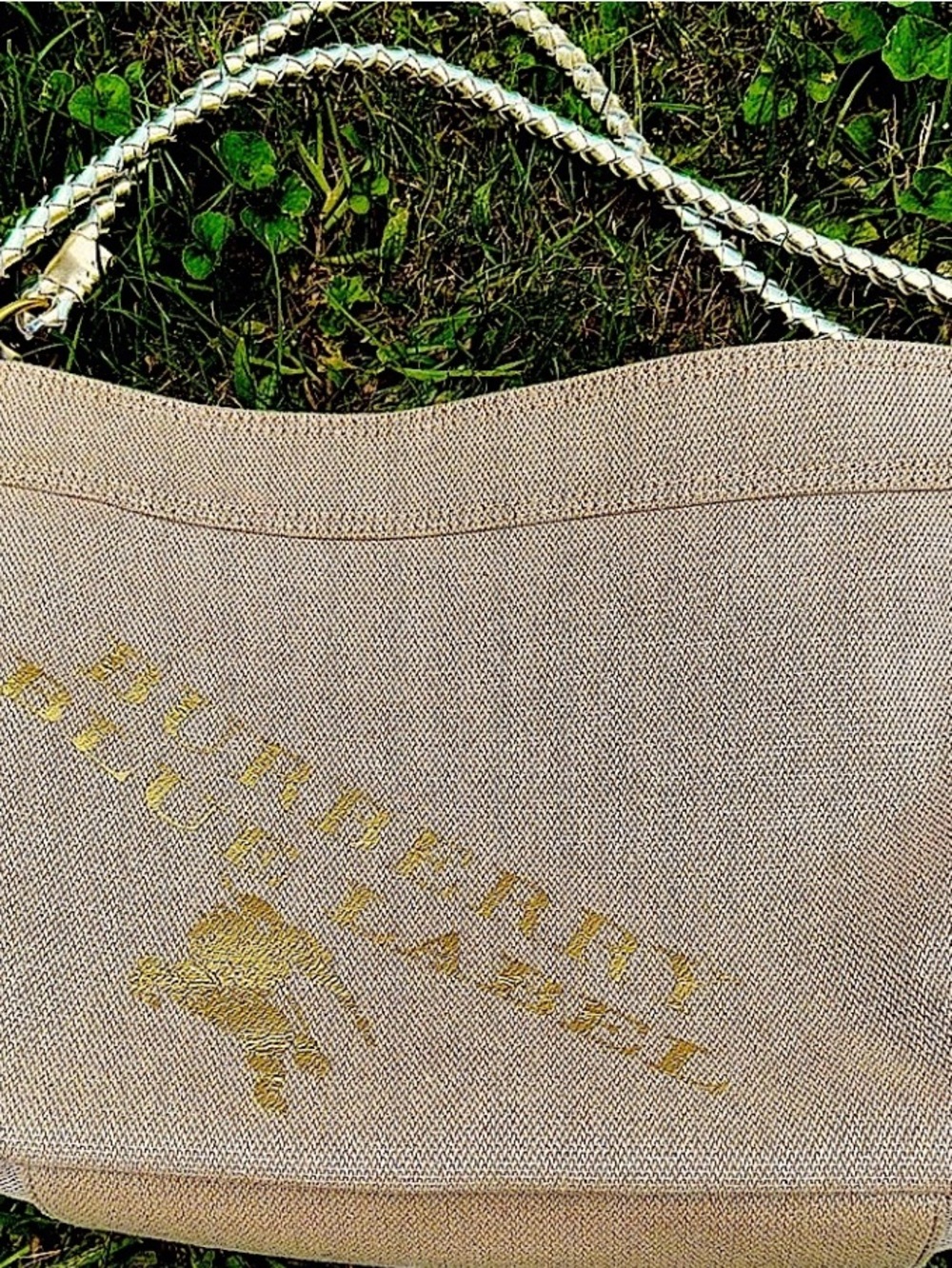 Burberry Taupe Canvas Shoulder Bag with Gold Logo and Braided Strap - Picture 11 of 15